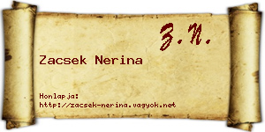 Zacsek Nerina névjegykártya